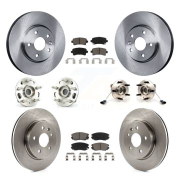 Front Rear Hub Bearing Disc Brake Rotor And Ceramic Pads Kit (10Pc) For 2010 Buick Allure KBB-119372
