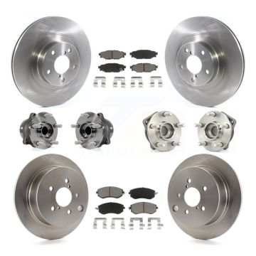 Front Rear Hub Bearings Disc Brake Rotors And Pads Kit (10Pc) For Subaru XV Crosstrek KBB-119376