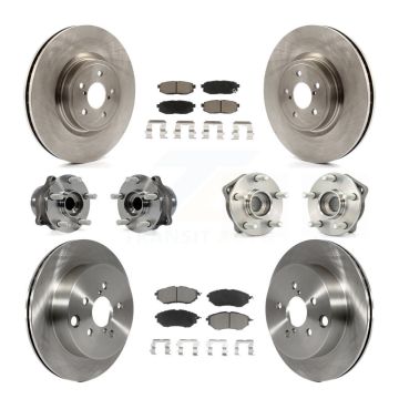 Front Rear Hub Bearing Brake Rotor Pad Kit (10Pc) For 14 Subaru Forester 2.0L To 01 KBB-119381