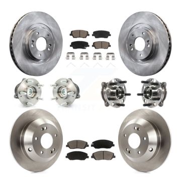 Front Rear Hub Bearings Disc Brake Rotors And Pads Kit (10Pc) For Hyundai Santa Fe XL FWD KBB-119388