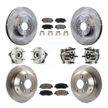 Front Rear Hub Bearings Disc Brake Rotors And Pads Kit (10Pc) For Hyundai Santa Fe XL AWD KBB-119389