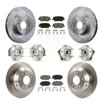 Front Rear Hub Bearing Disc Brake Rotor And Pads Kit (10Pc) For 2014-2015 Kia Sorento FWD KBB-119398
