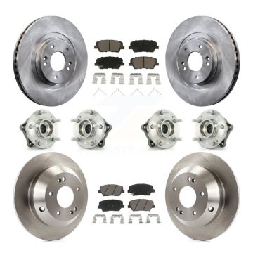Front Rear Hub Bearing Disc Brake Rotor And Pads Kit (10Pc) For 2014-2015 Kia Sorento AWD KBB-119399