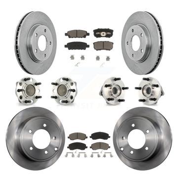 Front Rear Hub Bearing Brake Rotor Pad Kit (10Pc) For 2009 Dodge Caliber SXT with Non-ABS KBB-119401