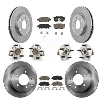 Front Rear Hub Bearings Disc Brake Rotors And Ceramic Pads Kit (10Pc) For Dodge Caliber KBB-119402