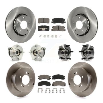 Front Rear Hub Bearing Disc Brake Rotor And Ceramic Pads Kit (10Pc) For Mitsubishi Lancer KBB-119405
