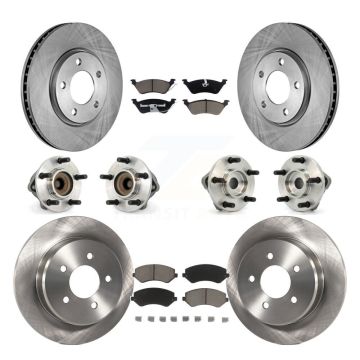 Front Rear Hub Bearings Disc Brake Rotors And Pads Kit (10Pc) For Dodge Grand Caravan KBB-119410