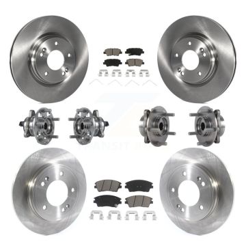 Front Rear Hub Bearing Disc Brake Rotor Pad Kit (10Pc) For 2017-2020 Hyundai Elantra 1.6L KBB-119411