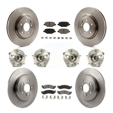 Front Rear Hub Bearing Disc Brake Rotor And Pads Kit (10Pc) For 2010-2012 Ford Taurus SHO KBB-119412