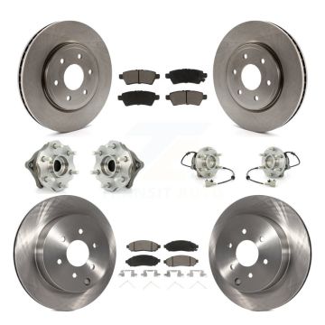 Front Rear Hub Bearing Disc Brake Rotor And Ceramic Pads Kit (10Pc) For Nissan Pathfinder KBB-119416
