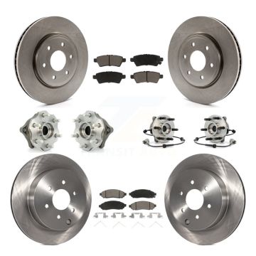Front Rear Hub Bearing Disc Brake Rotor And Ceramic Pads Kit (10Pc) For Nissan Pathfinder KBB-119417