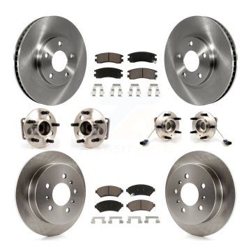 Front Rear Hub Bearing Disc Brake Rotor & Pad Kit (10Pc) For Chevrolet Impala Monte Carlo KBB-119423