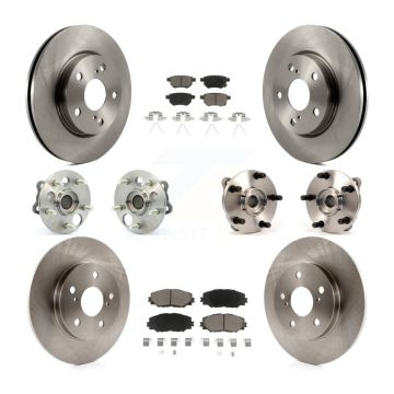 Front Rear Hub Bearing Disc Brake Rotor And Ceramic Pad Kit (10Pc) For 2008-2015 Scion xB KBB-119424