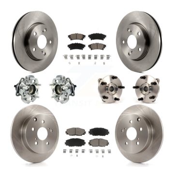 Front Rear Hub Bearing Disc Brake Rotors And Pads Kit (10Pc) For 2012-2018 Toyota Prius V KBB-119425