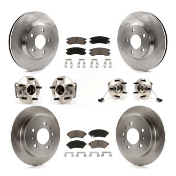 Front Rear Hub Bearing Brake Rotor & Pad Kit (10Pc) For 2005 Chevrolet Impala Monte Carlo KBB-119427