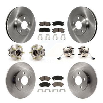 Front Rear Hub Bearing Brake Rotor & Pad Kit (10Pc) For 2003-2004 Buick Park Avenue Ultra KBB-119434