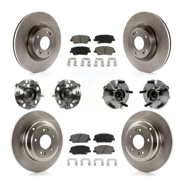 Front Rear Hub Bearings Disc Brake Rotors And Pads Kit (10Pc) For Hyundai Genesis Coupe KBB-119437