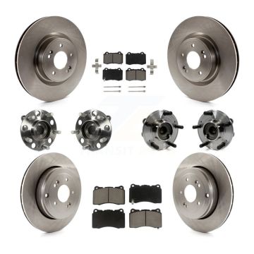 Front Rear Hub Bearings Disc Brake Rotors And Pads Kit (10Pc) For Hyundai Genesis Coupe KBB-119438