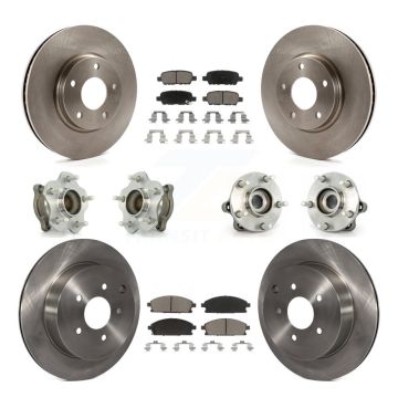 Front Rear Hub Bearings Disc Brake Rotors And Pads Kit (10Pc) For 2004-2009 Nissan Quest KBB-119445