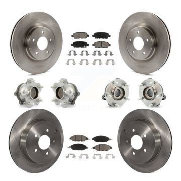 Front Rear Hub Bearing Brake Rotor & Pad Kit (10Pc) For Nissan Pathfinder Murano INFINITI KBB-119449