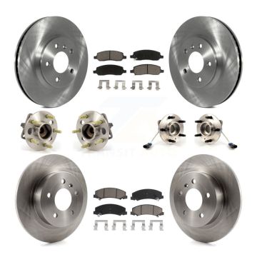 Front Rear Hub Bearings Disc Brake Rotors And Ceramic Pads Kit (10Pc) For Buick Lucerne KBB-119451