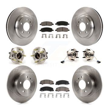 Front Rear Hub Bearing Disc Brake Rotor & Pad Kit (10Pc) For 2006-2011 Buick Lucerne 4.6L KBB-119452