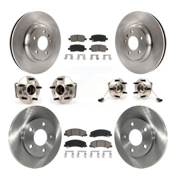 Front Rear Hub Bearing Disc Brake Rotors And Pads Kit (10Pc) For Chevrolet Impala Limited KBB-119454