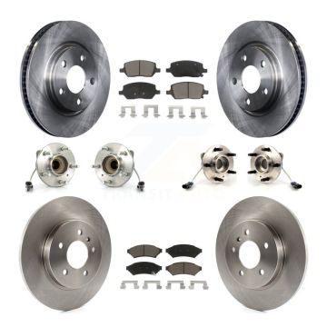 Front Rear Hub Bearing Brake Rotor & Pads Kit (10Pc) For Chevrolet Uplander Buick Terraza KBB-119460
