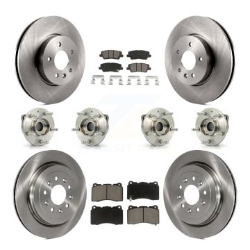Front Rear Hub Bearing Disc Brake Rotor And Pad Kit (10Pc) For 2013-2015 Cadillac ATS AWD KBB-119464
