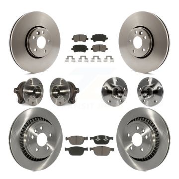 Front Rear Hub Bearing Disc Brake Rotors And Pads Kit (10Pc) For 2010-2015 Volvo XC60 AWD KBB-119470