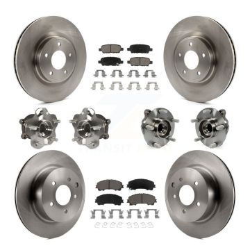 Front Rear Hub Bearing Disc Brake Rotor & Pads Kit (10Pc) For 2016-2017 INFINITI QX50 RWD KBB-119484