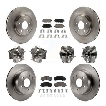 Front Rear Hub Bearing Disc Brake Rotor & Pads Kit (10Pc) For 2016-2017 INFINITI QX50 AWD KBB-119485