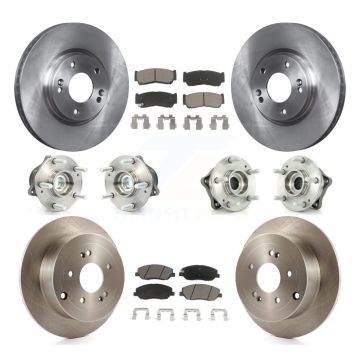 Front Rear Hub Bearing Disc Brake Rotor Pad Kit (10Pc) For 2007-2009 Hyundai Santa Fe FWD KBB-119489