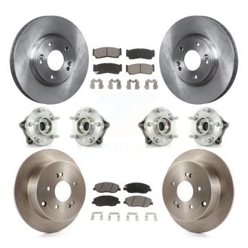 Front Rear Hub Bearing Disc Brake Rotor Pad Kit (10Pc) For 2007-2009 Hyundai Santa Fe AWD KBB-119490