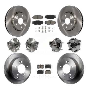 Front Rear Hub Bearings Disc Brake Rotors And Ceramic Pads Kit (10Pc) For Lexus IS250 KBB-119492