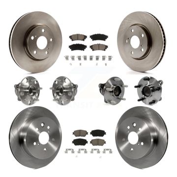 Front Rear Hub Bearing Disc Brake Rotor & Pad Kit (10Pc) For 2014 Lexus IS250 C F Sport KBB-119495