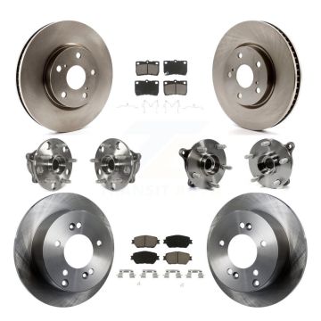 Front Rear Hub Bearings Disc Brake Rotors And Ceramic Pads Kit (10Pc) For Lexus IS250 KBB-119496