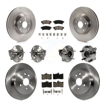 Front Rear Hub Bearing Brake Rotor & Pad Kit (10Pc) For 2014-2015 Lexus IS350 C F Sport KBB-119498
