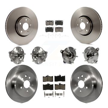 Front Rear Hub Bearings Disc Brake Rotors And Ceramic Pads Kit (10Pc) For Lexus IS350 KBB-119503