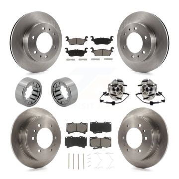 Front Rear Hub Bearing Disc Brake Rotor & Pad Shoe Kit (10Pc) For 2009-2010 Hummer H3T H3 KBB-119508