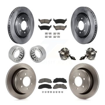 Front Rear Hub Bearing Disc Brake Rotors And Ceramic Pads Shoes Kit (10Pc) For Ford F-150 KBB-119528
