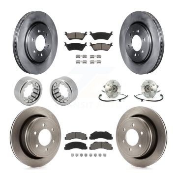 Front Rear Hub Bearing Disc Brake Rotors And Pads Shoe Kit (10Pc) For 2014 Ford F-150 4WD KBB-119546