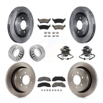 Front Rear Hub Bearing Brake Rotor & Pad Shoe Kit (10Pc) For Ford F-150 With 6 Lug Wheels KBB-119548