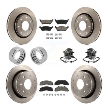 Front Rear Hub Bearing Brake Rotor & Pad Shoe Kit (10Pc) For Ford F-150 With 7 Lug Wheels KBB-119549