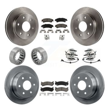 Front Rear Hub Bearing Brake Rotor & Pad Shoe Kit (10Pc) For Chevrolet Silverado 1500 GMC KBB-119552