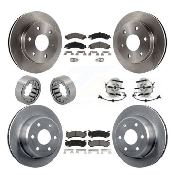 Front Rear Hub Bearing Brake Rotor & Pad Shoe Kit (10Pc) For Chevrolet Avalanche 1500 GMC KBB-119553