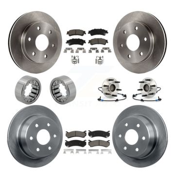 Front Rear Hub Bearing Brake Rotor & Pad Shoe Kit (10Pc) For Chevrolet Silverado 1500 GMC KBB-119554