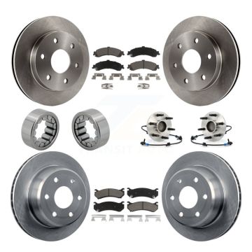 Front Rear Hub Bearing Brake Rotor & Pad Shoe Kit (10Pc) For Chevrolet Avalanche 1500 RWD KBB-119555