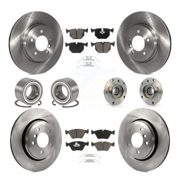 Front Rear Hub Bearing Disc Brake Rotor Pads Shoe Kit (10Pc) For 2001-2005 BMW 330Ci 330i KBB-119572