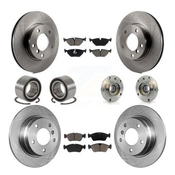 Front Rear Hub Bearing Disc Brake Rotor Pad Shoe Kit (10Pc) For BMW 318i 328i 328is 323is KBB-119573